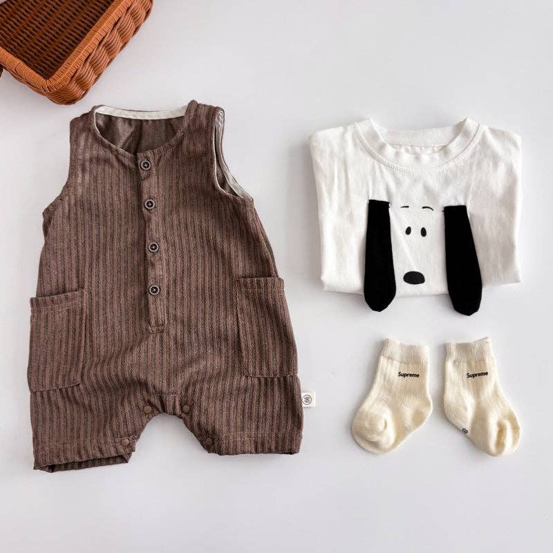 Soft Cocoa Short Sleeve Baby Romper