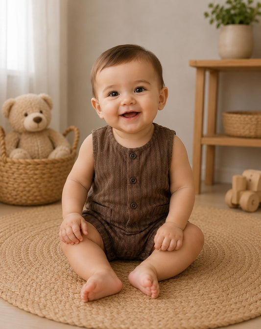 Soft Cocoa Short Sleeve Baby Romper