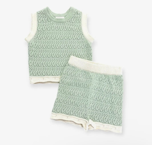 Mint Green Knit Tank & Shorts Set