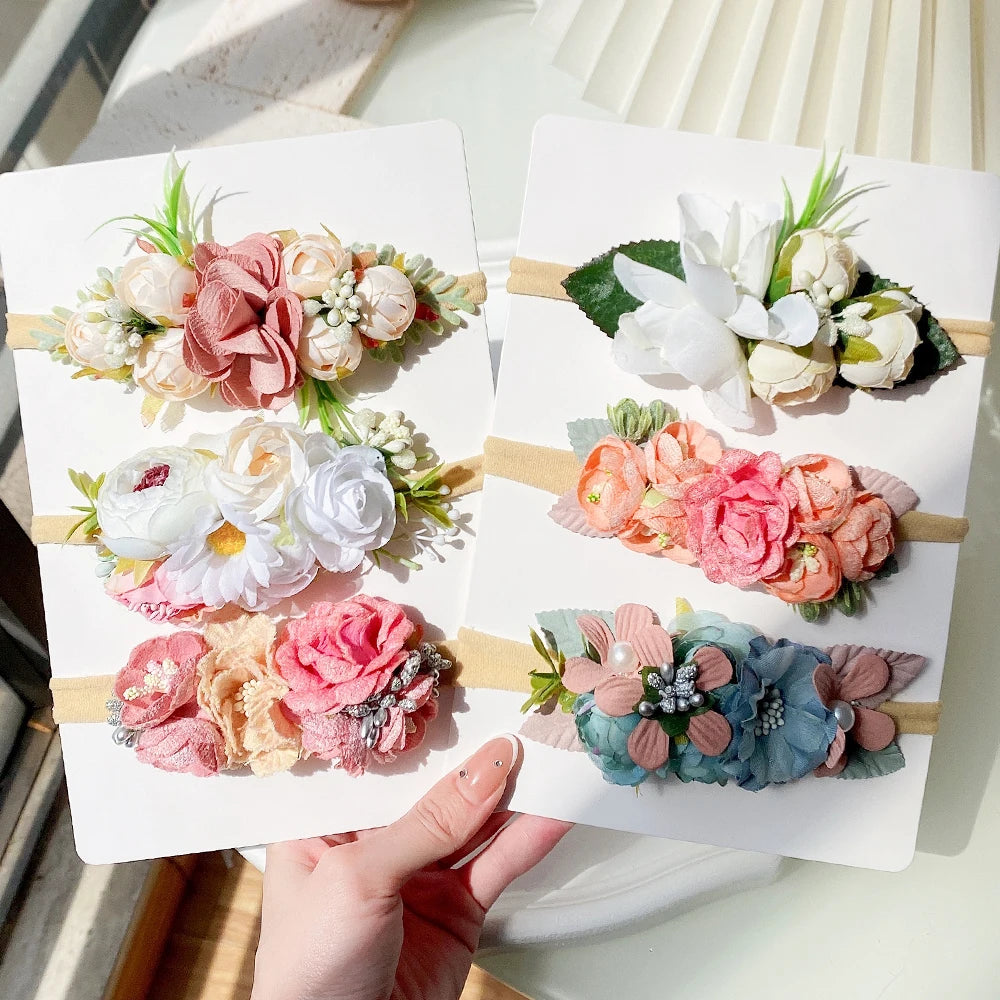 3/4PCS ARTIFICIAL FLOWER HEADBAND SET