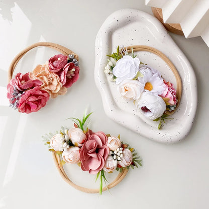 3/4PCS ARTIFICIAL FLOWER HEADBAND SET