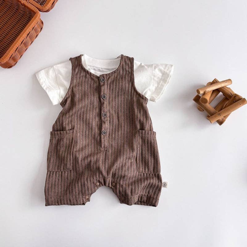 Soft Cocoa Short Sleeve Baby Romper